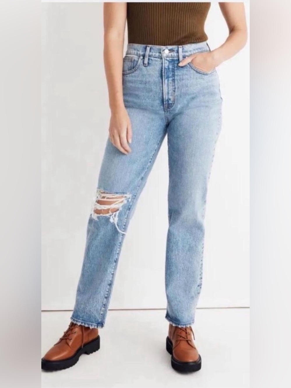 Madewell Perfect Vintage Distressed Straight Jeans Sz 25